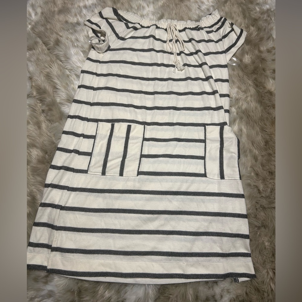 LOFT Black and White Striped Dress